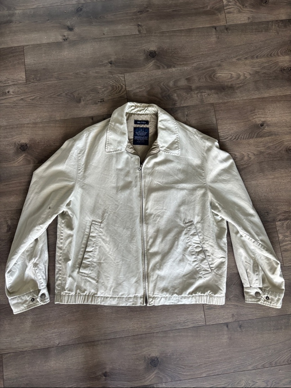 Nautica Light Beige Zip-Front Shirt Jacket